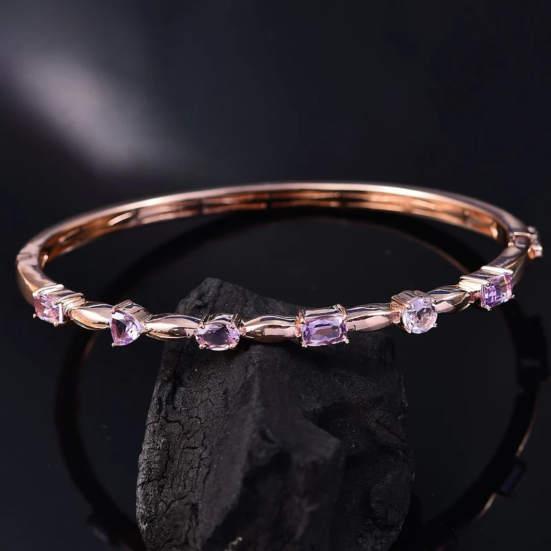 Rose De France Amethyst Armreif ca. 19 cm Messing ca. 2,92 ct.