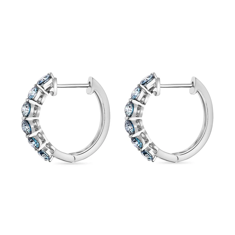 LUXURIANT DIAMOND - Lab Grown Blauer Diamant VS Ohrringe 925 Silber platiniert ca. 2.15 ct
