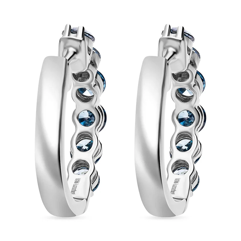 LUXURIANT DIAMOND - Lab Grown Blauer Diamant VS Ohrringe 925 Silber platiniert ca. 2.15 ct