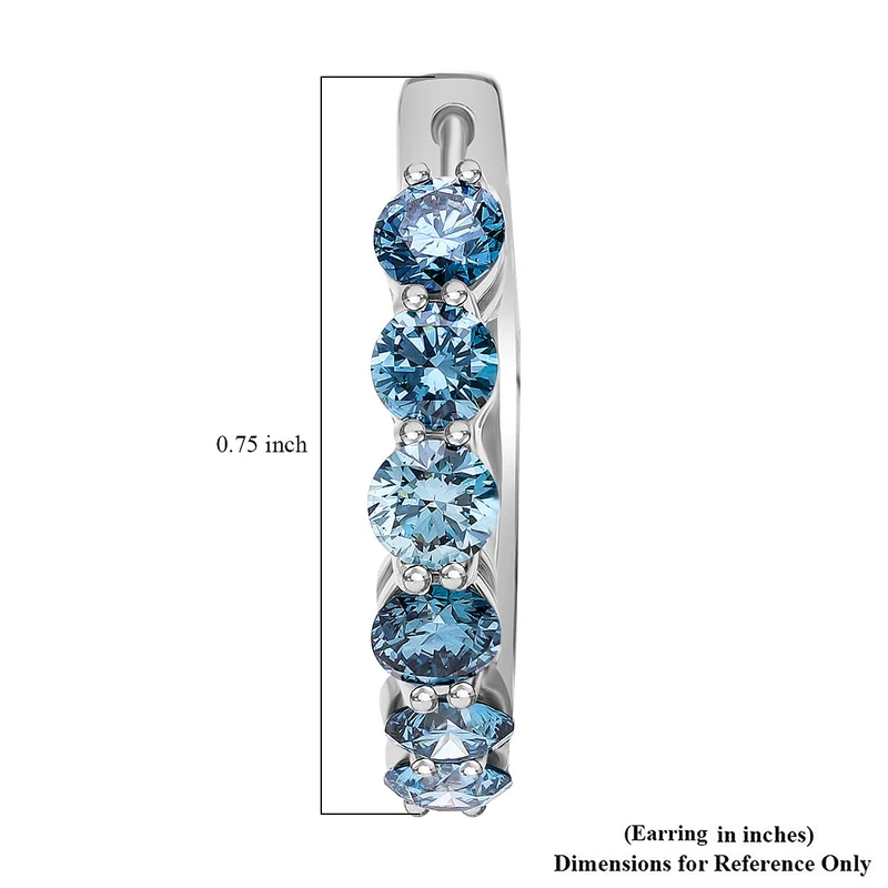LUXURIANT DIAMOND - Lab Grown Blauer Diamant VS Ohrringe 925 Silber platiniert ca. 2.15 ct