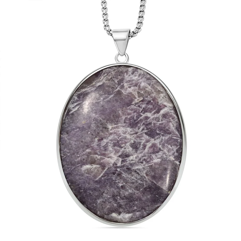 EXKLUSIVES ANGEBOT - Lepidolith Anhänger mit Kette, ca. 300.00 ct