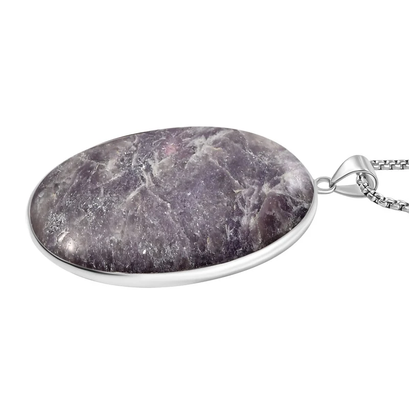 EXKLUSIVES ANGEBOT - Lepidolith Anhänger mit Kette, ca. 300.00 ct