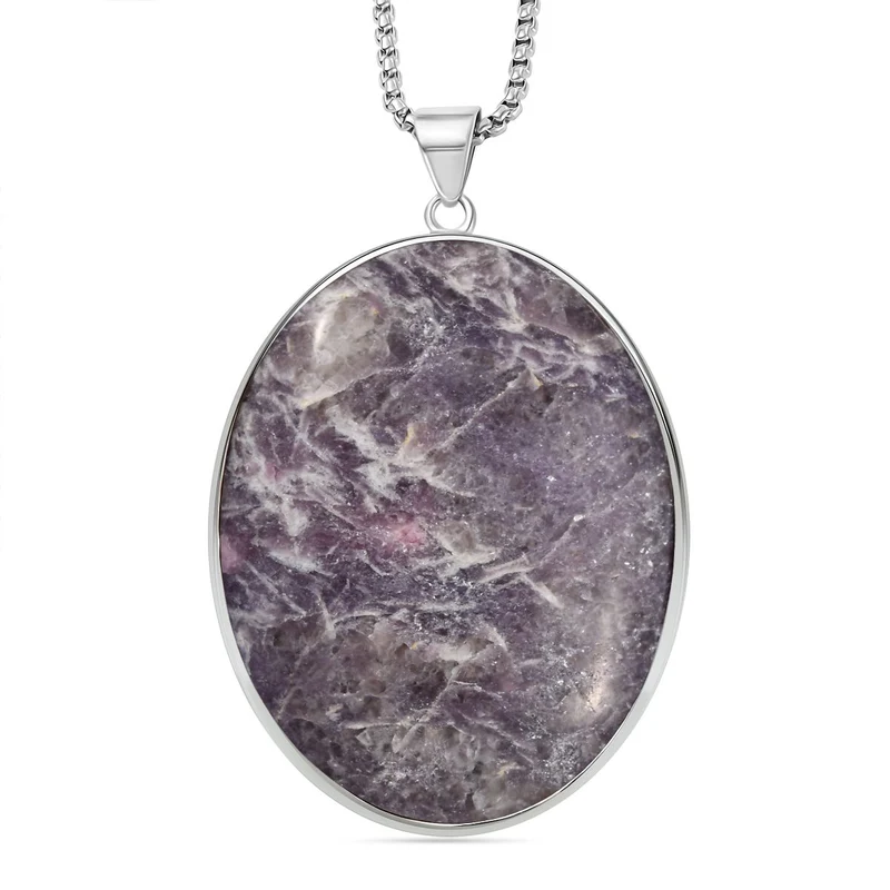EXKLUSIVES ANGEBOT - Lepidolith Anhänger mit Kette, ca. 300.00 ct