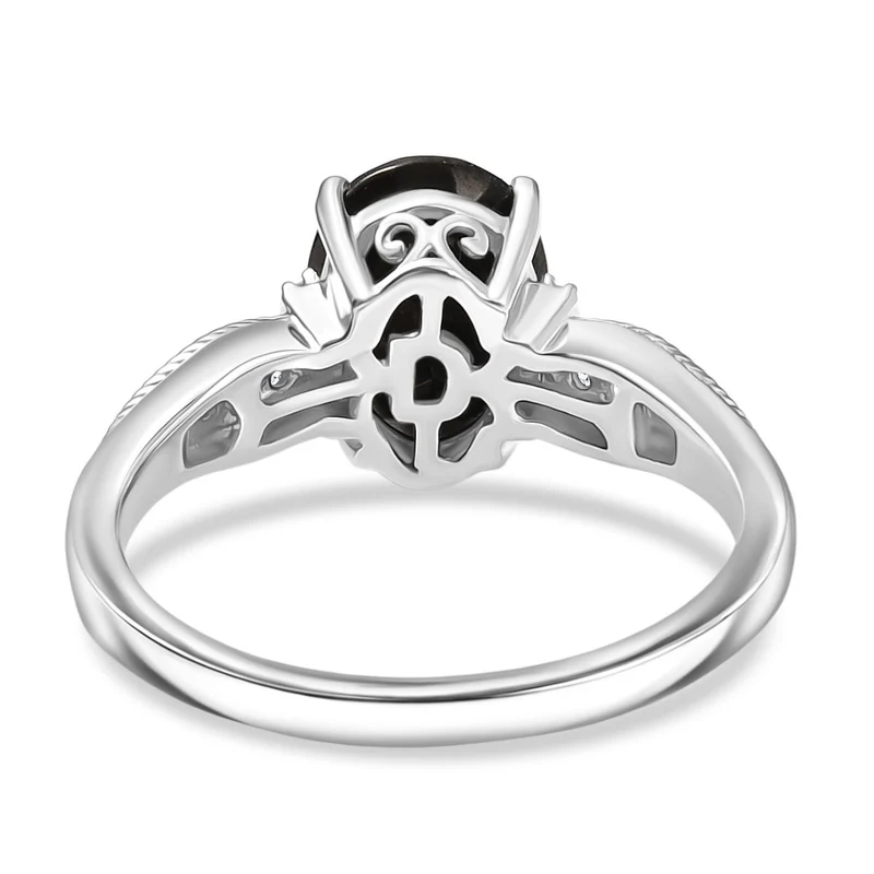 2er Set - D'Joy Elite Shungit (Oval) Ring und Anhänger, 925 Silber platiniert (Größe 21.00) ca. 1.82 ct