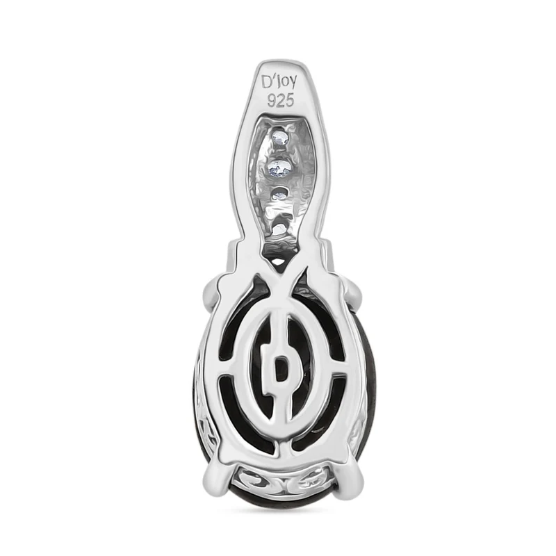 2er Set - D'Joy Elite Shungit (Oval) Ring und Anhänger, 925 Silber platiniert (Größe 21.00) ca. 1.82 ct