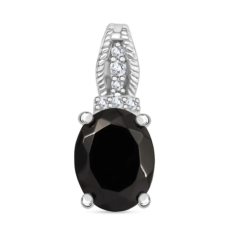 2er Set - D'Joy Elite Shungit (Oval) Ring und Anhänger, 925 Silber platiniert (Größe 21.00) ca. 1.82 ct
