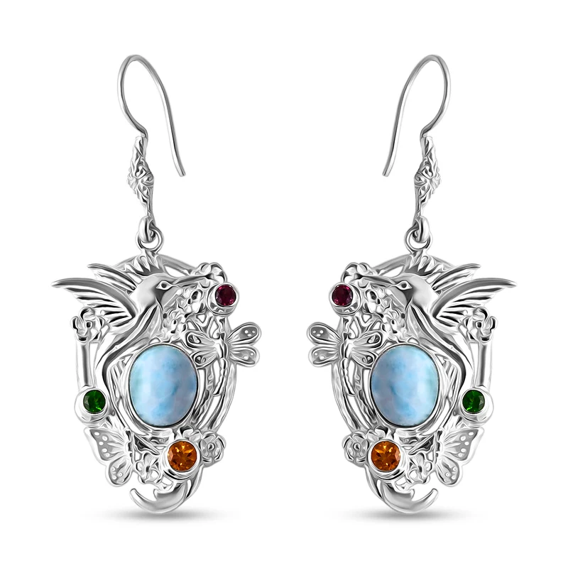 D'Joy Royal Bali Larimar, Citrin Ohrringe 925 Silber ca. 9.76 ct