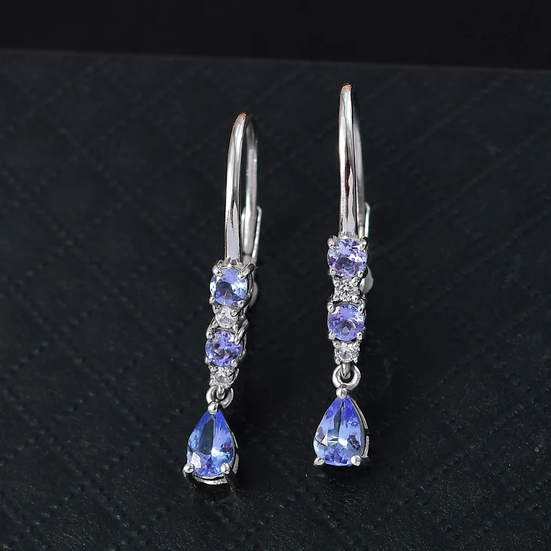 D'Joy Tansanit Ohrringe 925 Silber rhodiniert ca. 1,29 ct.