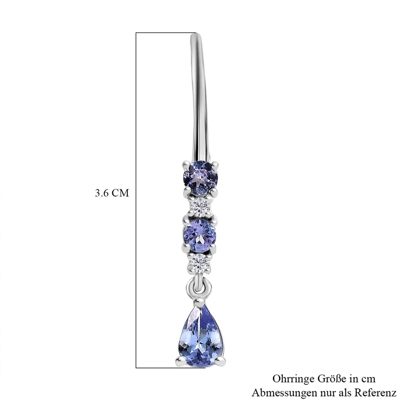 D'Joy Tansanit Ohrringe 925 Silber rhodiniert ca. 1,29 ct.