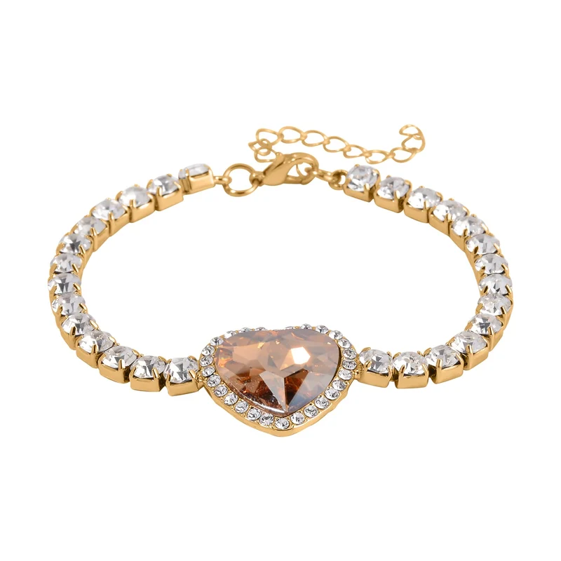 2er Set - J Francis gefertigt mit Glas, Weißer Kristall Armband und Ohrringe, blau