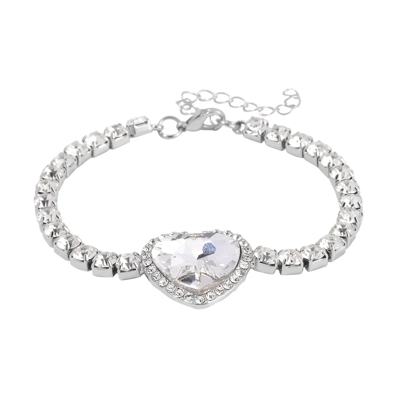 2er Set - J Francis gefertigt mit Glas, Weißer Kristall Armband und Ohrringe, blau