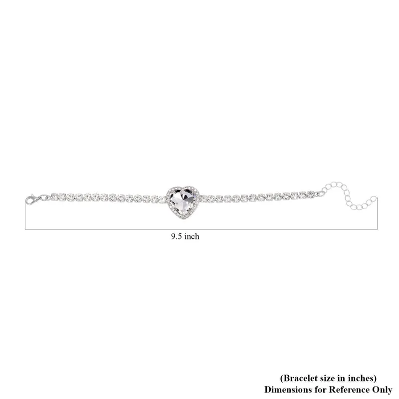 2er Set - J Francis gefertigt mit Glas, Weißer Kristall Armband und Ohrringe, blau