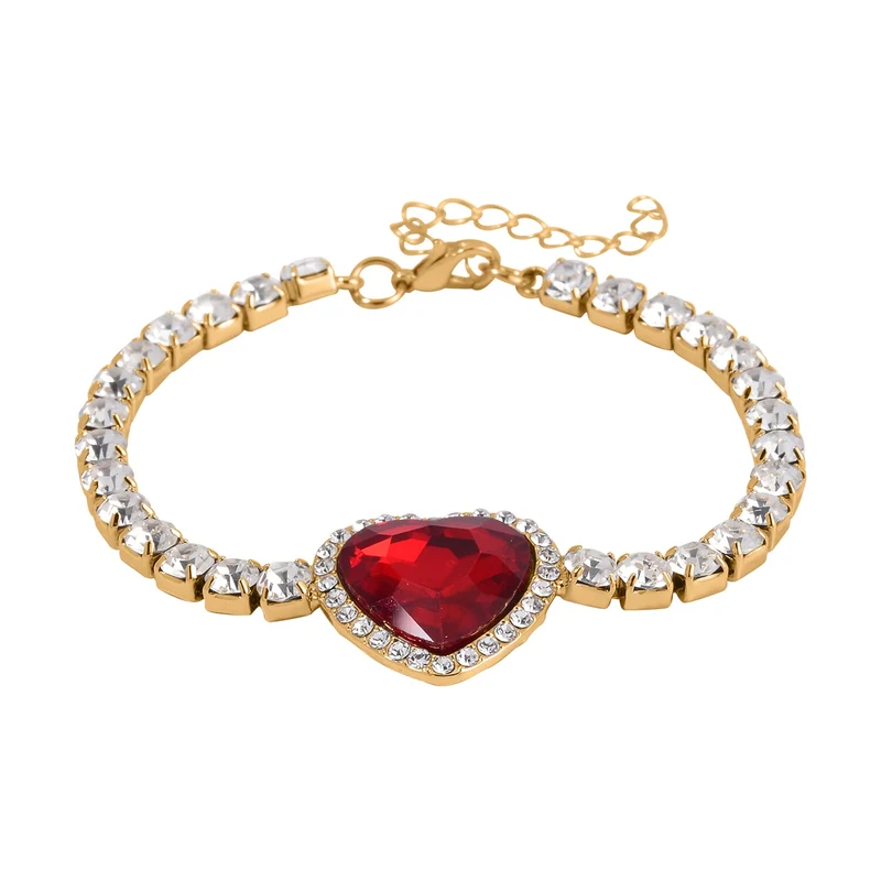2er Set - J Francis gefertigt mit Glas, Weißer Kristall Armband und Ohrringe, blau