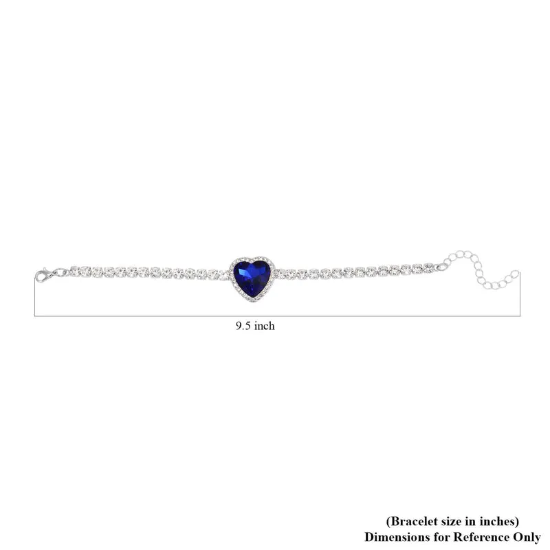 2er Set - J Francis gefertigt mit Glas, Weißer Kristall Armband und Ohrringe, blau