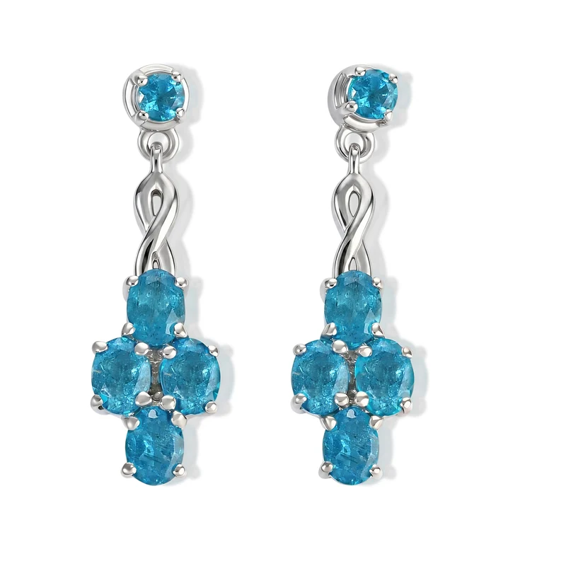 D'Joy Natürlicher Neon-Apatit Ohrringe 925 Silber Rhodiniert ca. 1.43 ct