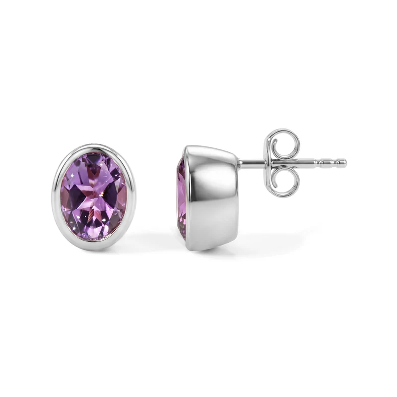 EverTrue Rose De France Amethyst Solitär Ohrringe, 950 Kupfer rosévergoldet - 3,35 ct.