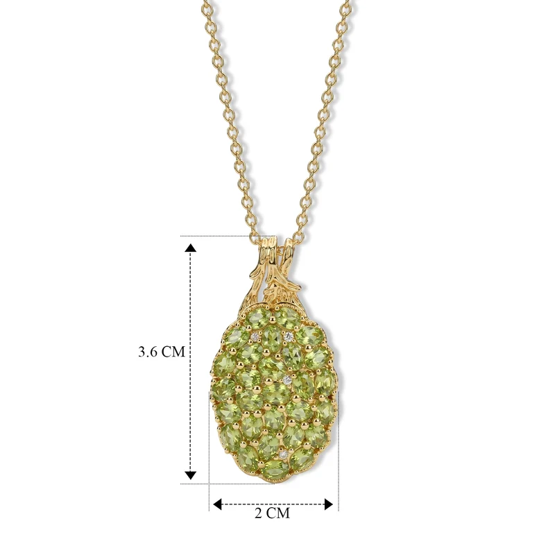 EverTrue Peridot und Zirkon Cluster Anhänger mit 50cm Edelstahl-Kette, Bronze mit Gelbgold-E-Beschichtung - 5,20 ct.