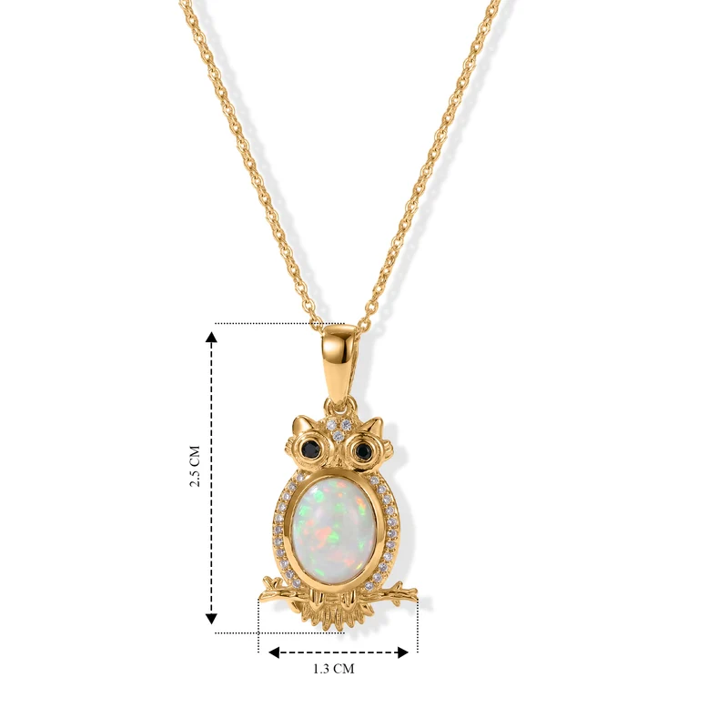 EVER TRUE AA Natürlicher, äthiopischer Welo Opal, Schwarzer Spinell Anhänger mit Kette, ca. 50 cm ca. 1.53 ct