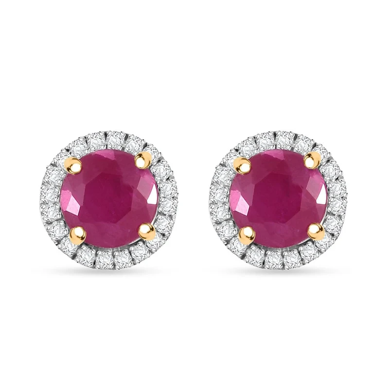 LUXORO zertifizierte und geprüfte AAA Taveta Rubin und i2 Diamant Halo Ohrringe in 417 Gold -(10-15 Werktage Lieferzeit) 2,40 ct.