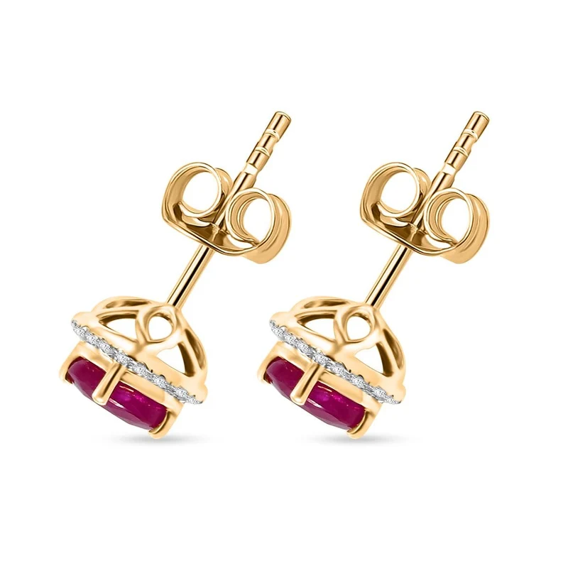 LUXORO zertifizierte und geprüfte AAA Taveta Rubin und i2 Diamant Halo Ohrringe in 417 Gold -(10-15 Werktage Lieferzeit) 2,40 ct.