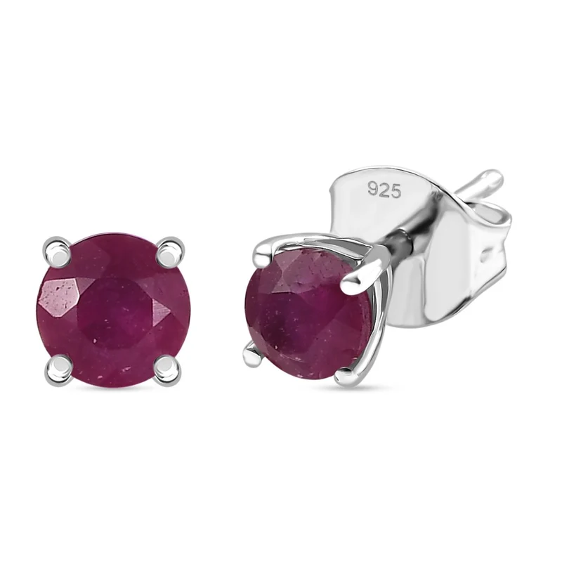 3er Set - D'Joy Afrikanischer Rubin (Fissure gefüllt) Ohrringe, Ring und Anhänger, 925 Silber rhodiniert (Größe 21) ca. 1.84 ct