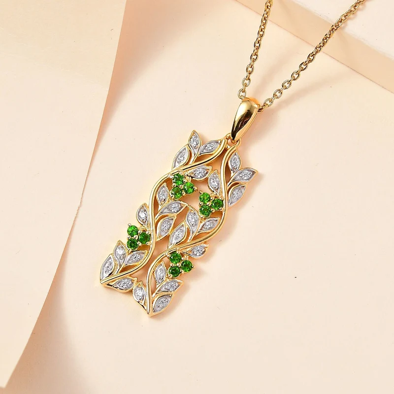 AA Neon Apatit, Weißer Zirkon Anhänger mit Kette ca. 45 cm, 925 Silber platiniert ca. 0.88 ct