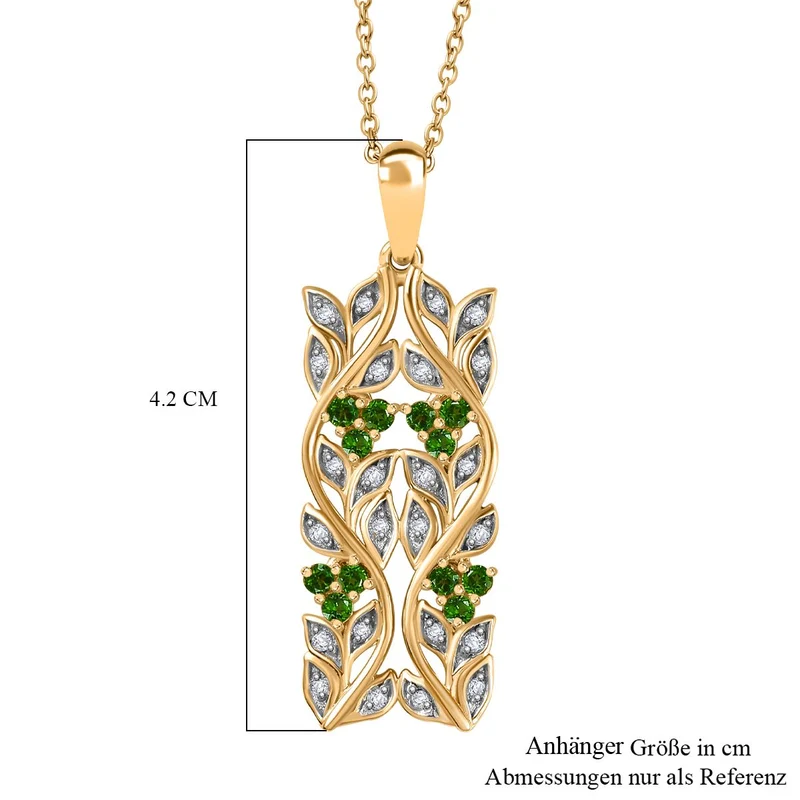 AA Neon Apatit, Weißer Zirkon Anhänger mit Kette ca. 45 cm, 925 Silber platiniert ca. 0.88 ct