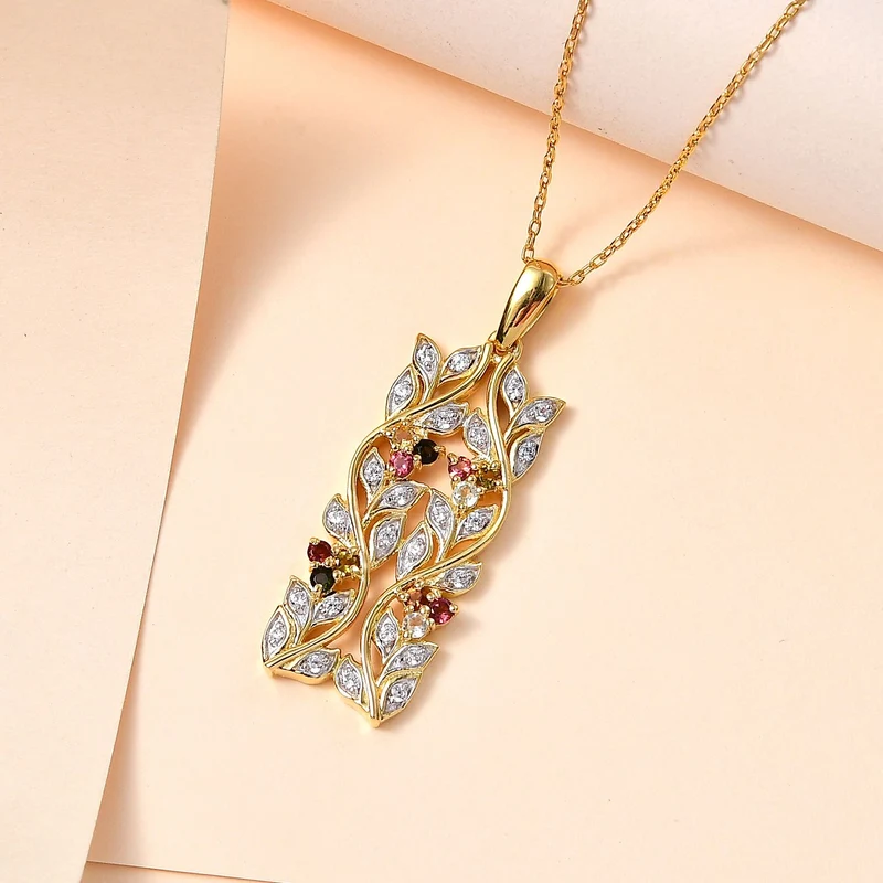 AA Neon Apatit, Weißer Zirkon Anhänger mit Kette ca. 45 cm, 925 Silber platiniert ca. 0.88 ct