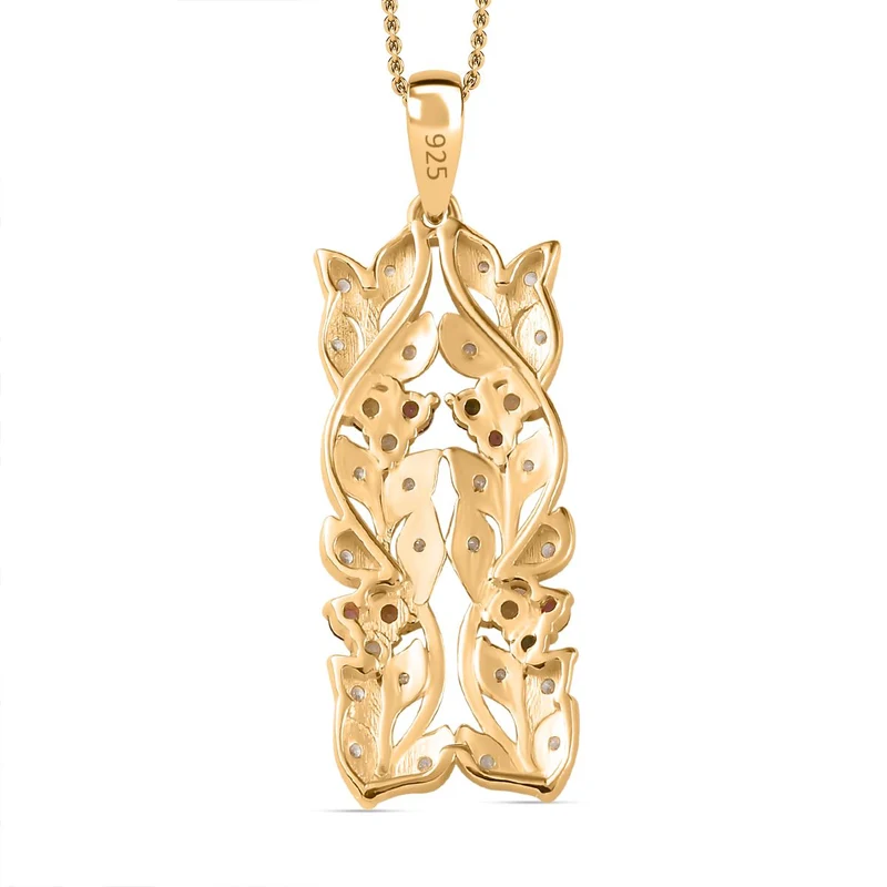 AA Neon Apatit, Weißer Zirkon Anhänger mit Kette ca. 45 cm, 925 Silber platiniert ca. 0.88 ct