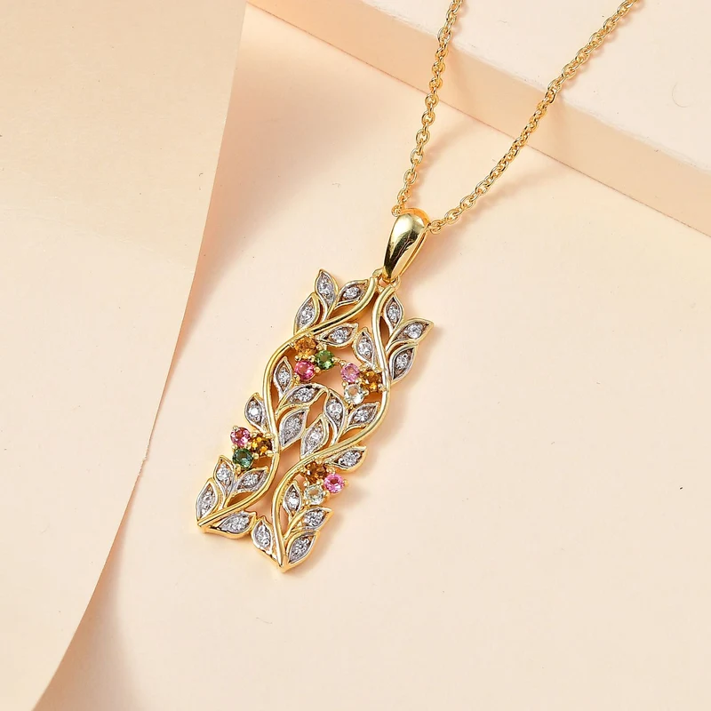 AA Neon Apatit, Weißer Zirkon Anhänger mit Kette ca. 45 cm, 925 Silber platiniert ca. 0.88 ct