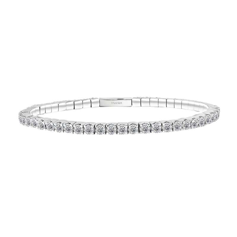 D'Joy Moissanit Armreif ca. 19 cm 925 Silber rhodiniert ca. 8.32 ct