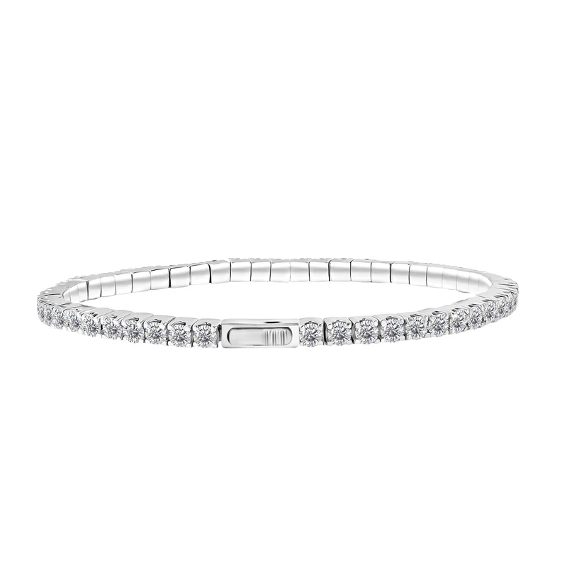 D'Joy Moissanit Armreif ca. 19 cm 925 Silber rhodiniert ca. 8.32 ct
