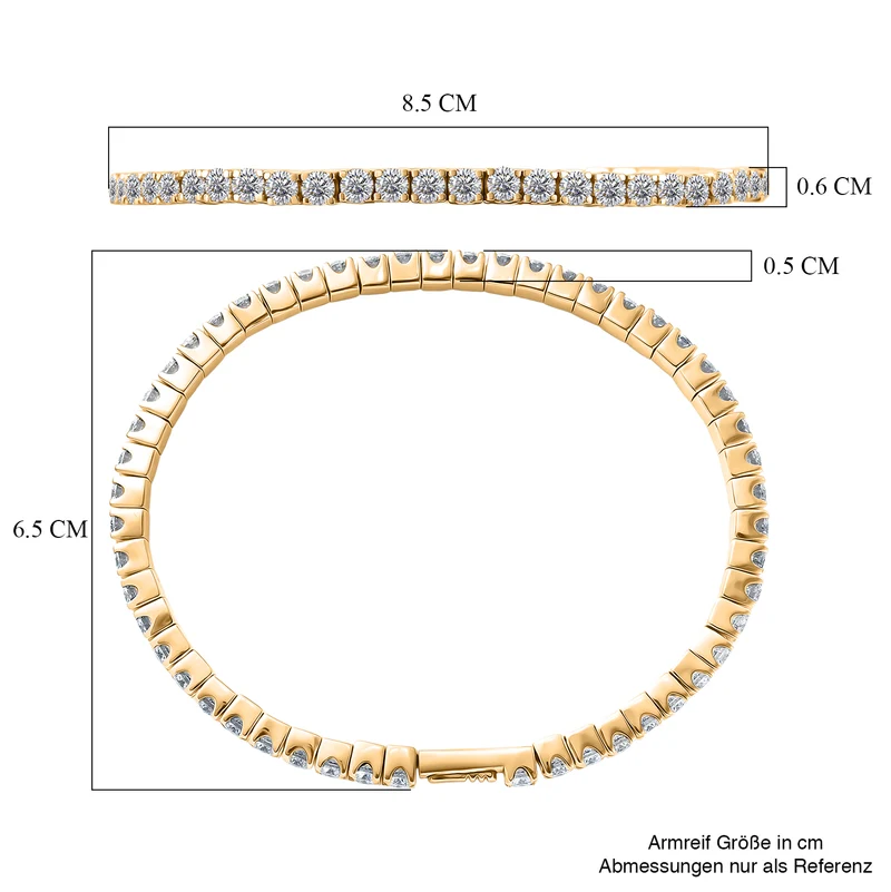 D'Joy Moissanit Armreif ca. 19 cm 925 Silber rhodiniert ca. 8.32 ct