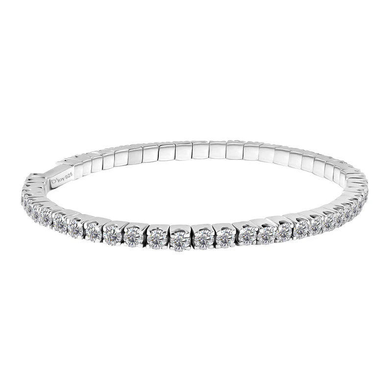 D'Joy Moissanit Armreif ca. 19 cm 925 Silber rhodiniert ca. 8.32 ct