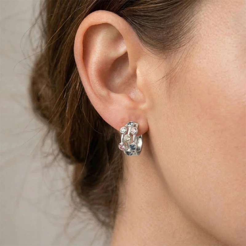 LUXURIANT 2 ct. SI mehrfarbige Labor Diamant Ohrringe, 925 Silber rhodiniert