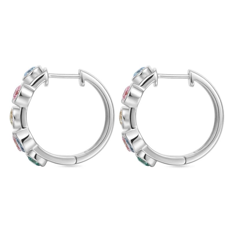 LUXURIANT 2 ct. SI mehrfarbige Labor Diamant Ohrringe, 925 Silber rhodiniert