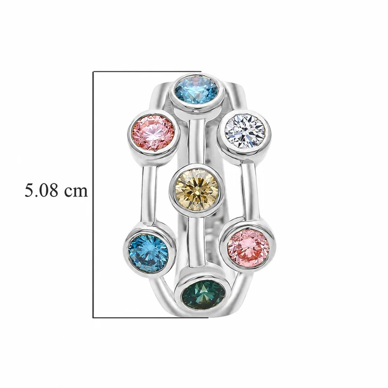 LUXURIANT 2 ct. SI mehrfarbige Labor Diamant Ohrringe, 925 Silber rhodiniert