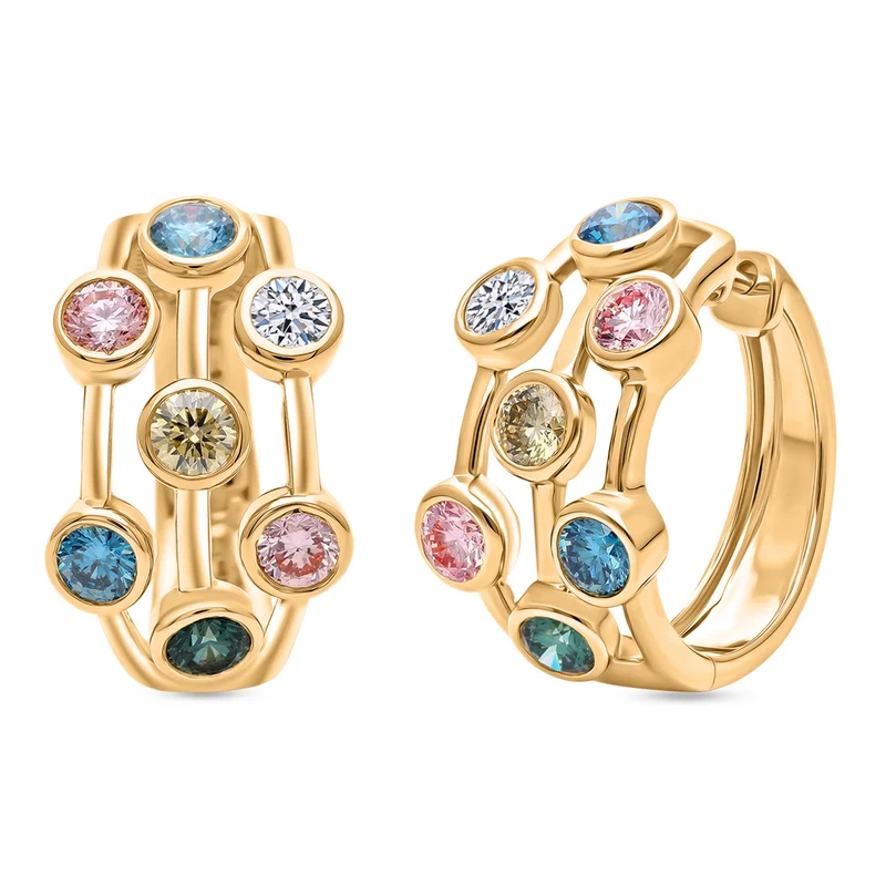 LUXURIANT 2 ct. SI mehrfarbige Labor Diamant Ohrringe, 925 Silber rhodiniert