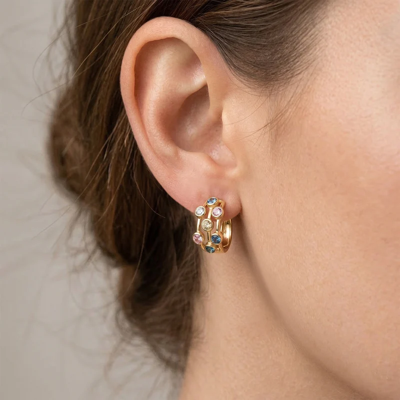 LUXURIANT 2 ct. SI mehrfarbige Labor Diamant Ohrringe, 925 Silber rhodiniert