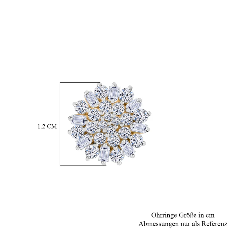 LUXURIANT 1 ct. SGL zertifizierte VS-EF Labor Diamant Ohrringe, 925 Silber platiniert
