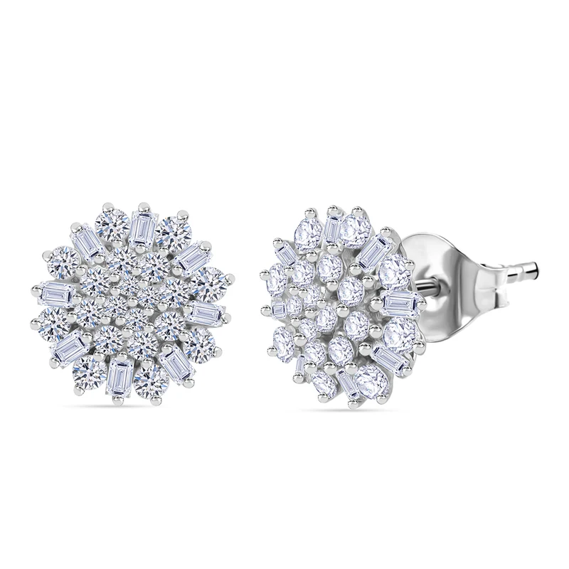 LUXURIANT 1 ct. SGL zertifizierte VS-EF Labor Diamant Ohrringe, 925 Silber platiniert