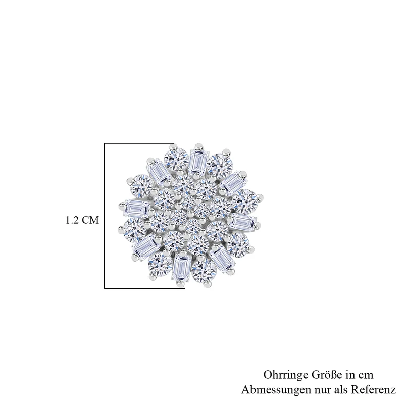 LUXURIANT 1 ct. SGL zertifizierte VS-EF Labor Diamant Ohrringe, 925 Silber platiniert