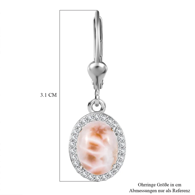 AA Natrolith, Weißer Zirkon Ohrringe 925 Silber rhodiniert ca. 4.13 ct