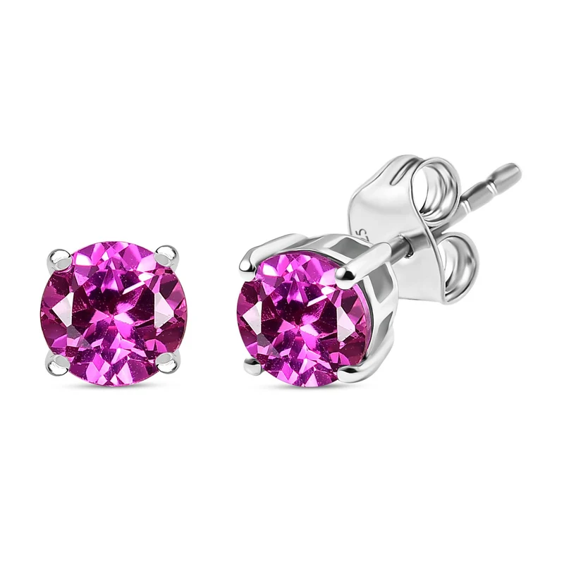 AAA Lab Grown Rosa Saphir Ohrringe 925 Silber platiniert ca. 2.24 ct