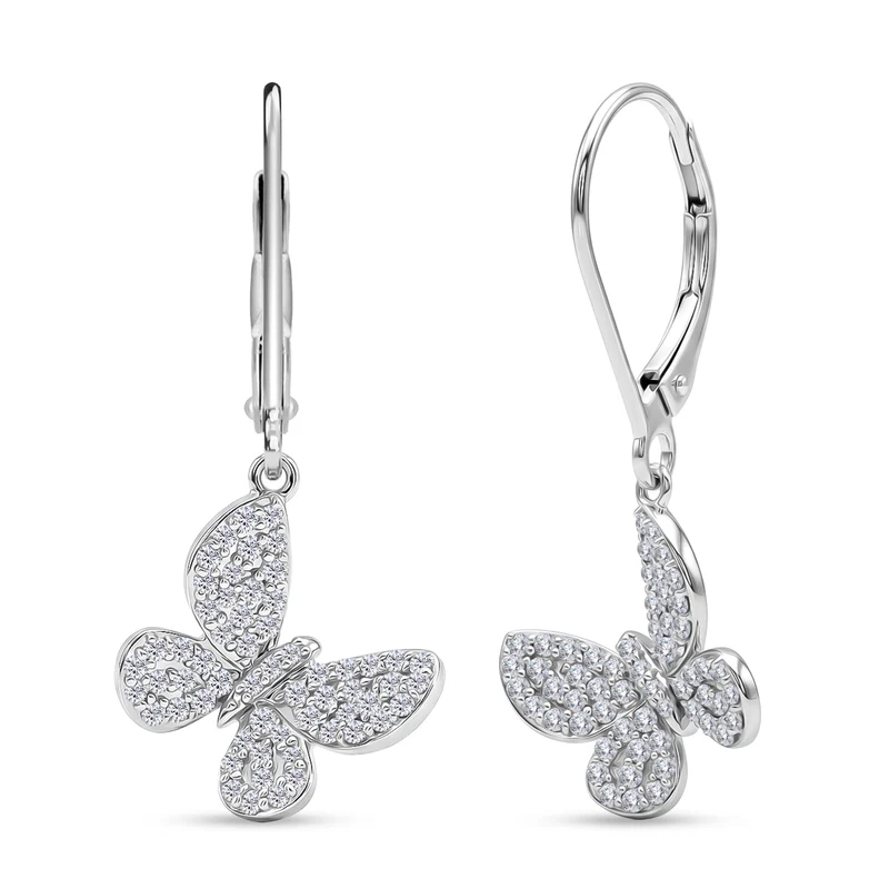 D'Joy Weißer Diamant Ohrringe 925 Silber Rhodiniert ca. 0.50 ct