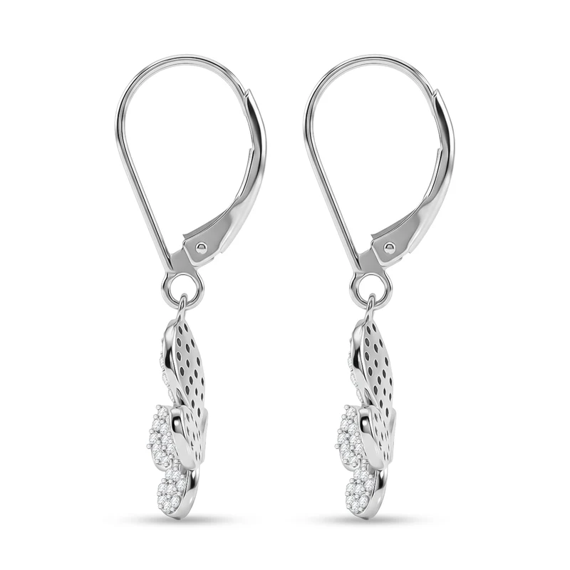 D'Joy Weißer Diamant Ohrringe 925 Silber Rhodiniert ca. 0.50 ct