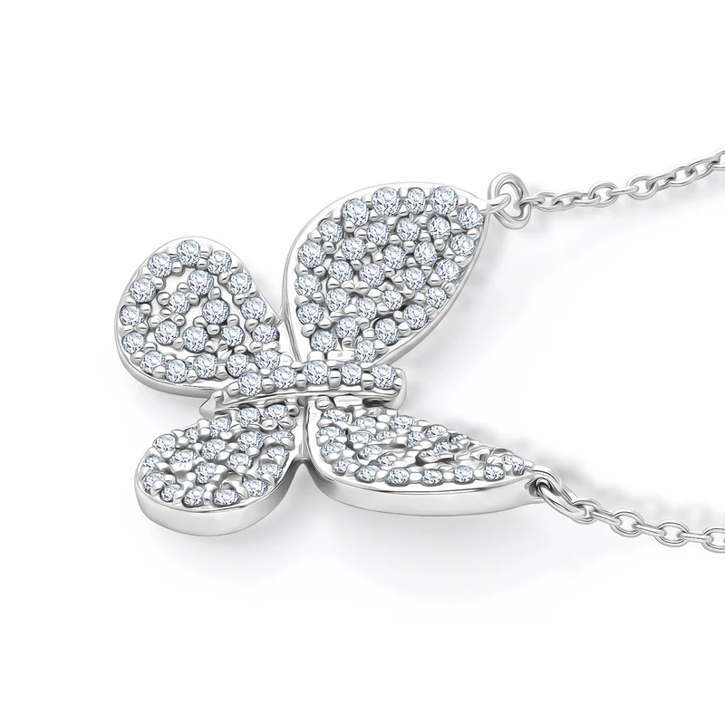 D'Joy Blauer Diamant, Grüner Diamant Anhänger mit Kette, ca. 45 cm 925 Silber Rhodiniert ca. 0.53 ct