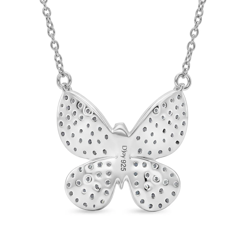 D'Joy Blauer Diamant, Grüner Diamant Anhänger mit Kette, ca. 45 cm 925 Silber Rhodiniert ca. 0.53 ct