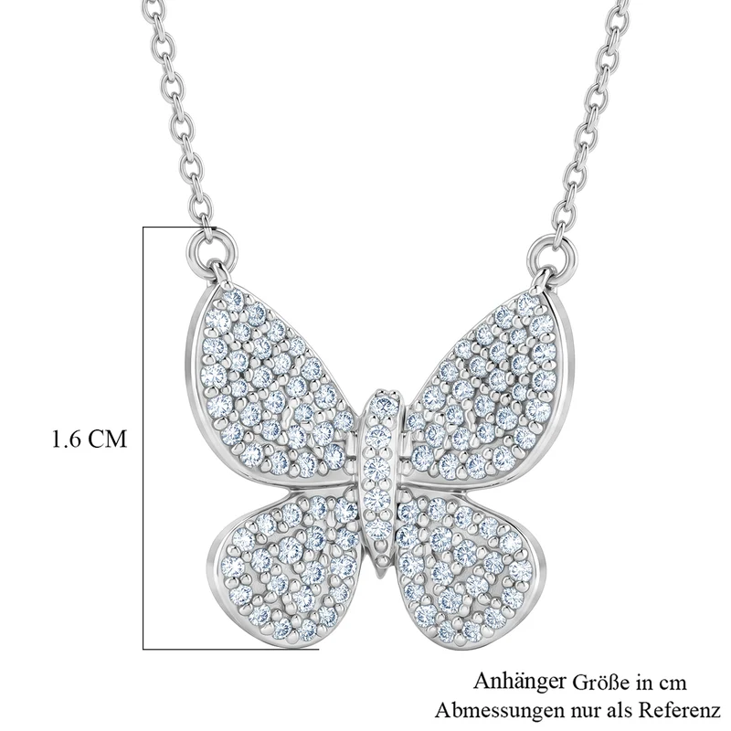 D'Joy Blauer Diamant, Grüner Diamant Anhänger mit Kette, ca. 45 cm 925 Silber Rhodiniert ca. 0.53 ct