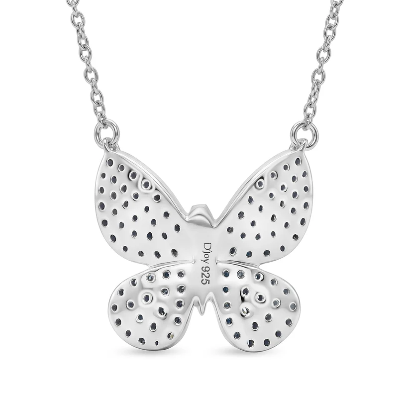 D'Joy Blauer Diamant, Grüner Diamant Anhänger mit Kette, ca. 45 cm 925 Silber Rhodiniert ca. 0.53 ct
